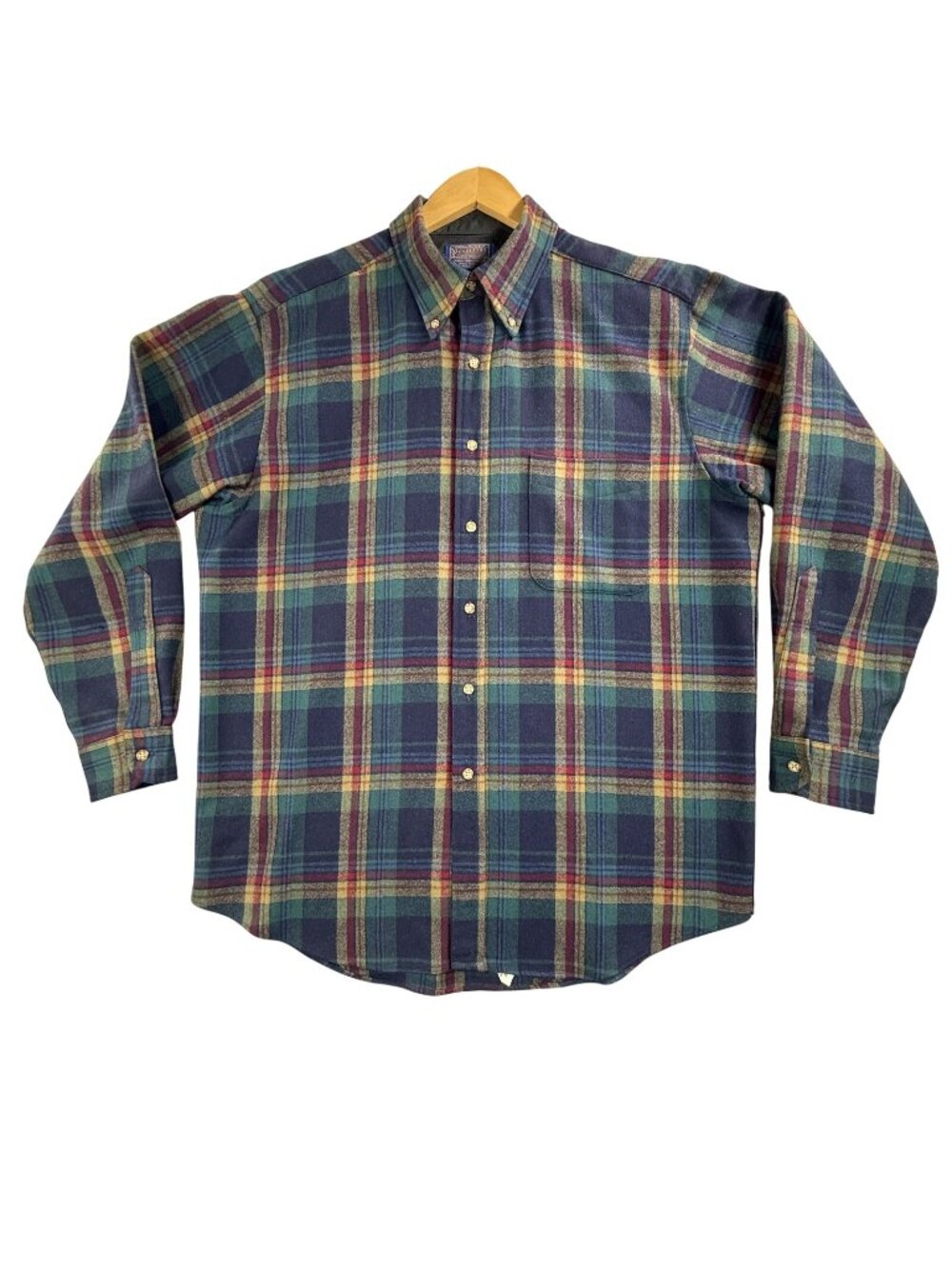 Vintage Pendleton Shirt Mens Large Plaid Flannel Wool Button Up Long Sleeve USA